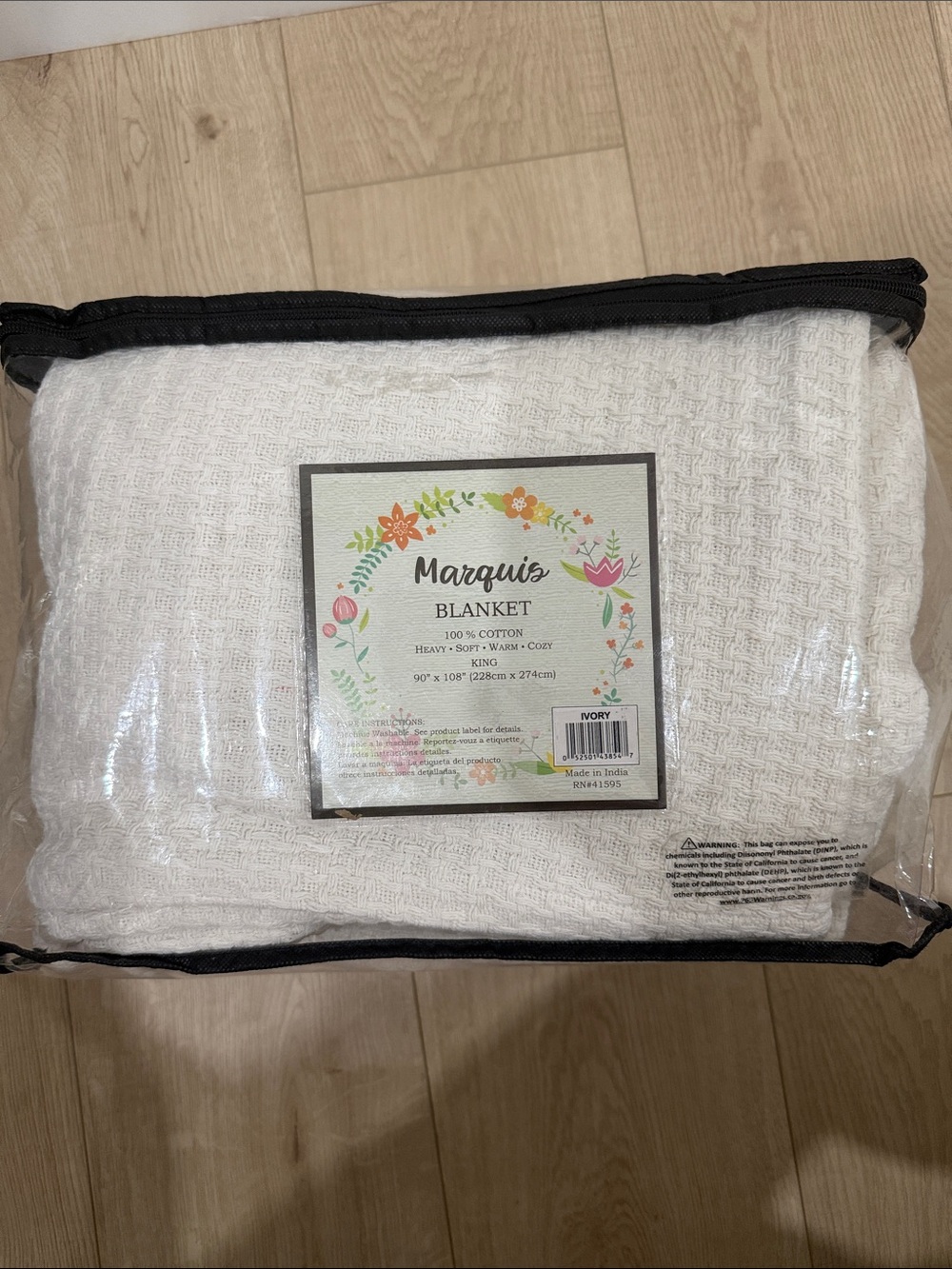 Marquise Ivory Cotton Waffle Blanket